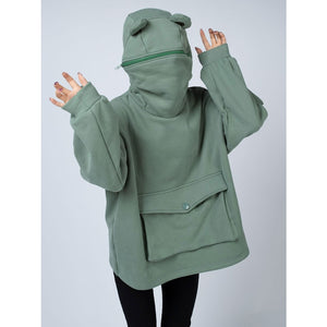Green Froggy Big Pocket Oversized Hoodie Coat C00064-N Hoodie