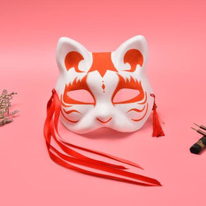 Hand Made Pulp Japanese Ancient Folk Fox Mask Cosplay Props C00222 Red Raccoon & Accessories