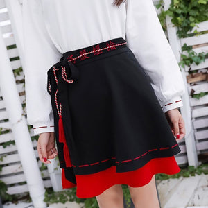 High Waist Tassels Belted Skirt A-Line