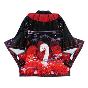 Ins Ulzzang Ancient Lethe Snake Print Haori Kimono M / Bulblet Red Coat