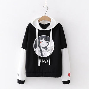 Japanese Cartoon Girl Love Heart Hoodie J20103 Black / One Size Sweatshirt