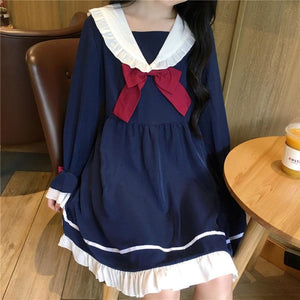 Japanese Frilled Sailor Collar Dress Mp006030 Blue / One Size