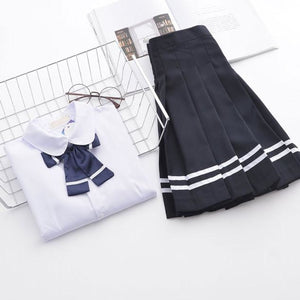 Japanese Korean Style School Jk Uniform Suits White Shirt Pleated Skirt Mp006145