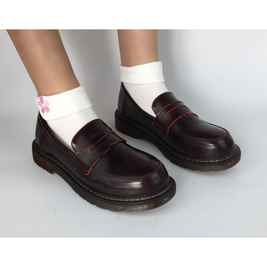 Japanese Mori Girls College Style All-Match Penny Loafer Womens Shoes Canvas