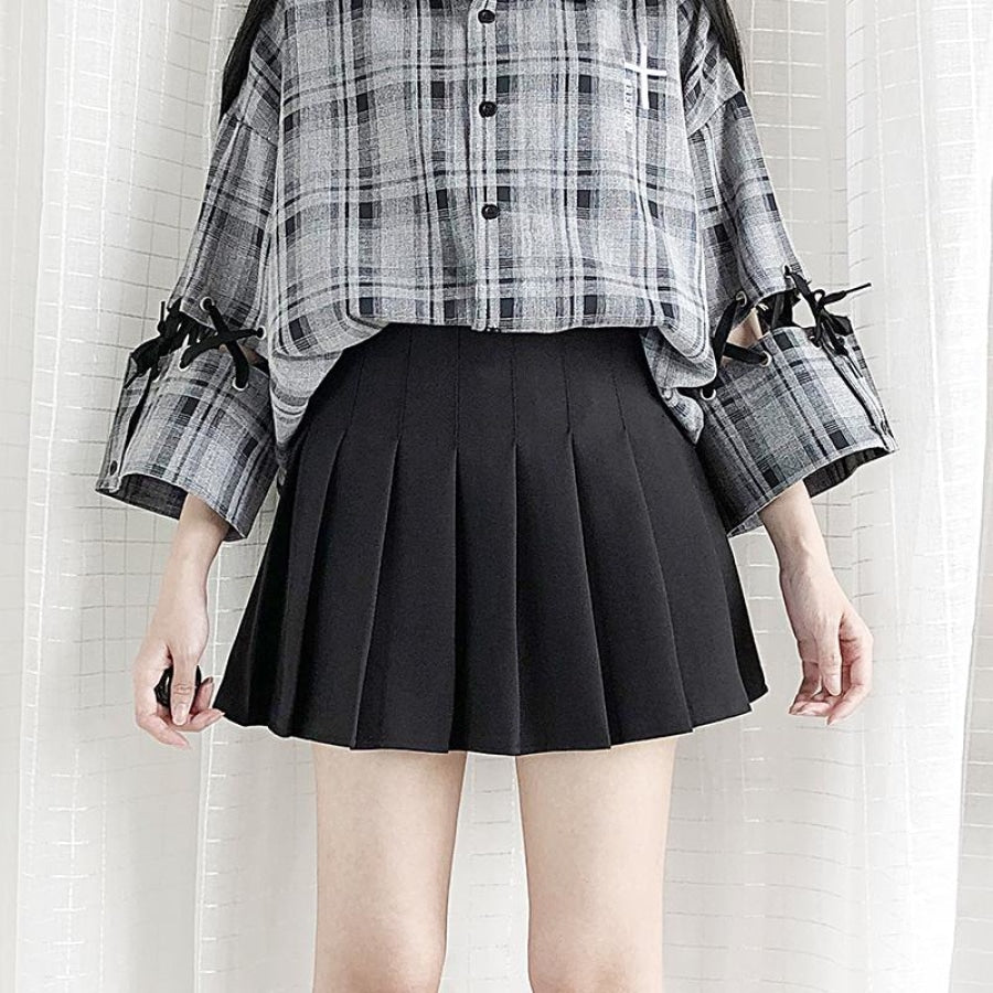 Plus size] Decorative heart buckle A-line pleated skirt – Cutiekill