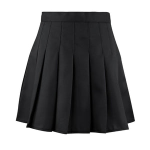 Japanese Solid Pleated College Style Mini Skirt Black / Xs