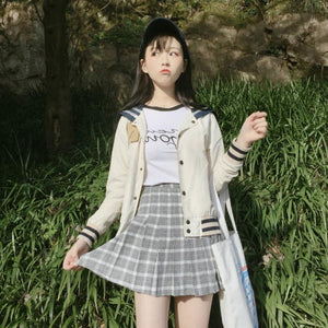 Japanese Sweet Pleated Tuck Plaid Mini Skirt Mp006161