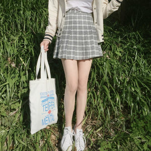 Japanese Sweet Pleated Tuck Plaid Mini Skirt Mp006161 Gray / S