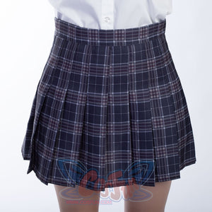Jk High Waist Pleated Skirts C00169 Blue Plaid / Xxl School Uniform