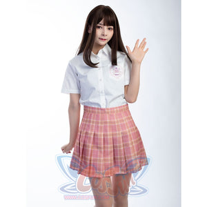 Jk High Waist Pleated Skirts C00169 Pink Plaid / Xxl School Uniform