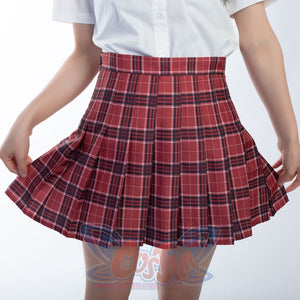 Jk High Waist Pleated Skirts C00169 Red Plaid / S School Uniform