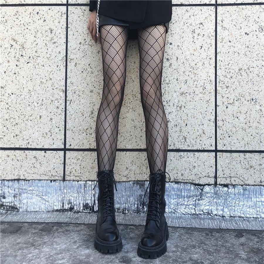 JK Mesh Black Stockings Women Pantyhose Ultra-thin Sexy Fishnet Stockings J50006