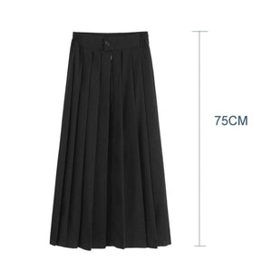 Jk School Pleated Solid Bottom Skirt Black Long / Xs