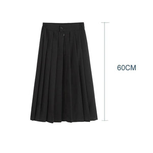 Jk School Pleated Solid Bottom Skirt Black Middle / Xs