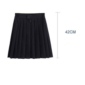 Jk School Pleated Solid Bottom Skirt Black Short / Xs