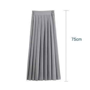 Jk School Pleated Solid Bottom Skirt Grey Long / Xs