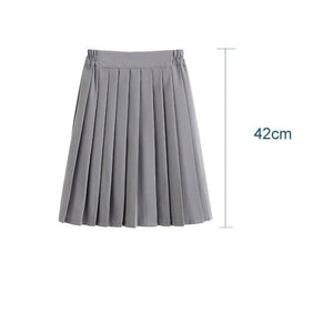 Jk School Pleated Solid Bottom Skirt Grey Short / Xs
