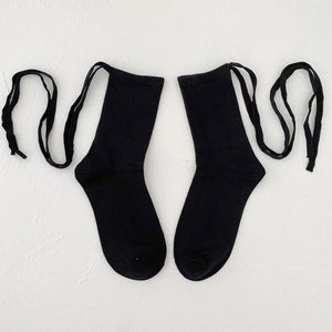 Jk Socks Tied Strip Thin Summer Kawaii Black / One Size Stockings&socks