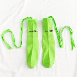 Jk Socks Tied Strip Thin Summer Kawaii Fluorescent Green / One Size Stockings&socks