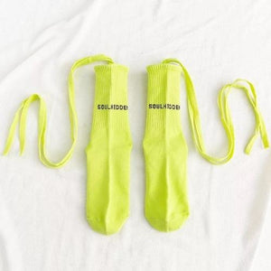 Jk Socks Tied Strip Thin Summer Kawaii Fluorescent Yellow / One Size Stockings&socks