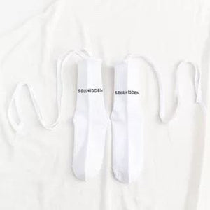 Jk Socks Tied Strip Thin Summer Kawaii White With Word / One Size Stockings&socks