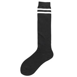 Jk Stockings Solid Color Socks Calf Length Black Stripe / One Size Stockings&socks