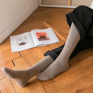 Jk Stockings Solid Color Thick Socks Calf Length Camel / One Size Stockings&socks