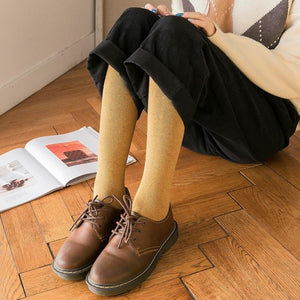 Jk Stockings Solid Color Thick Socks Calf Length Ginger / One Size Stockings&socks