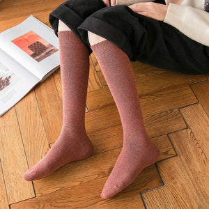 Jk Stockings Solid Color Thick Socks Calf Length Red / One Size Stockings&socks