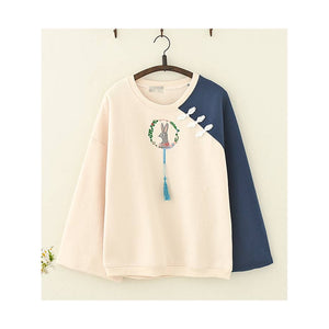 Kawaii Bunny Tassel Sweatshirt Mp006147 Navy / One Size