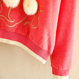 Kawaii Cat Embroidery Brushed Hoodie Sweatshirt
