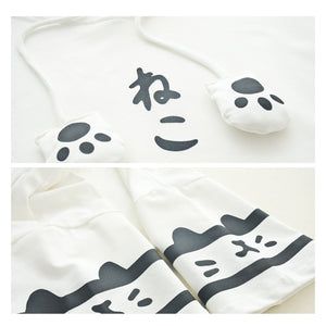 Kawaii Cat Paw Drawstring Summer Hooded T-Shirt J20090 T-Shirt
