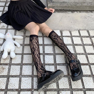 Lace Lolita Calf Length Socks Women Jk Japanese Stockings Black / One Size Stockings&socks