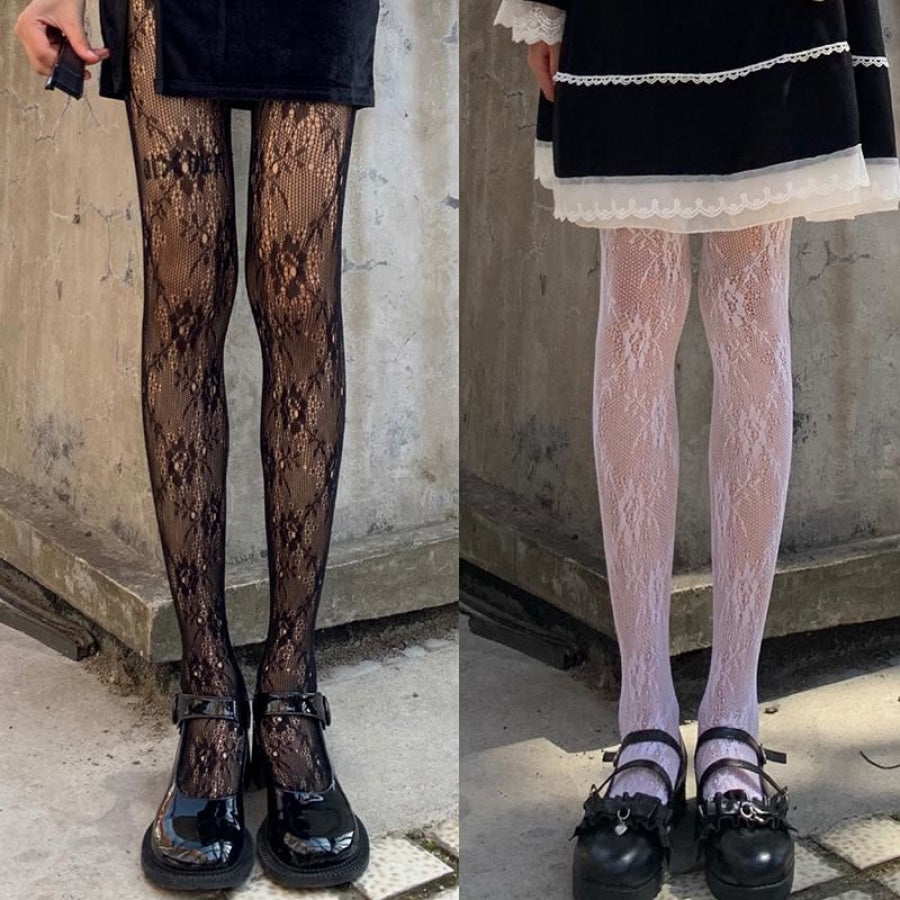 Rose Print Lace Fishnet Tights For Women Sexy Black And White Hollow  Hosiery Stockings, Fashionable Lolita Goth Stockings And Pantyhose Y1130  From Nickyoung03, $5.54