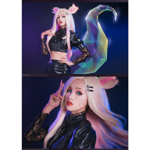 League Of Legends K/da The Baddest Fox Ahri Cosplay Costumes L / Kda Ali + Wig (For Ears)