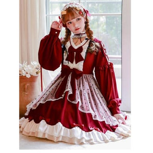 Lolita Dress Princess Bride Marriage Skirt Full Set Maid Cos Long Sleeves / 100Cm Costumes
