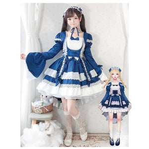 Lolita Princess Dress Full Suit Cosplay Maid For Children Girls Navy Blue / 110Cm Costumes