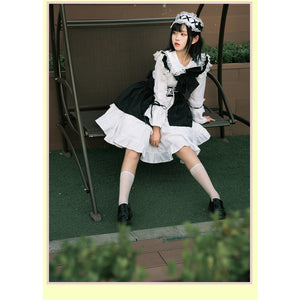 Lolita Womens Comic Cute Maid Party Cosplay Dress Set