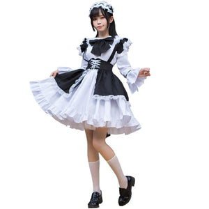 Lolita Womens Comic Cute Maid Party Cosplay Dress Set L