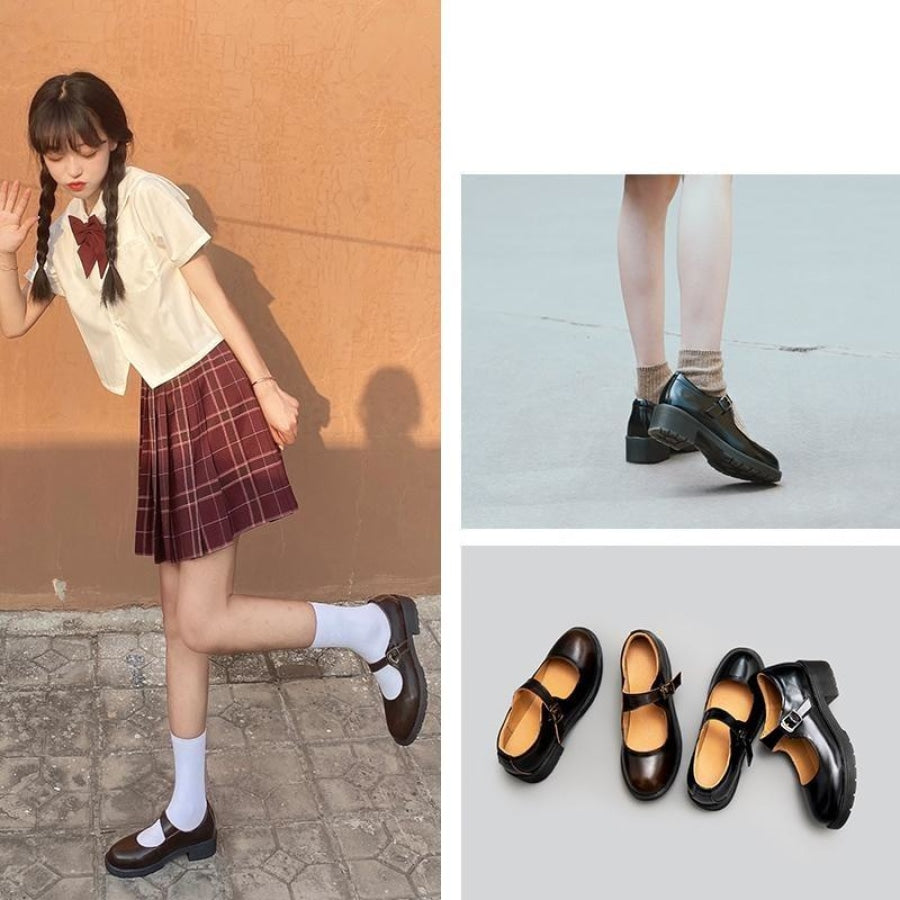 Mary Jane Jk Students Retro College Style Lolita Leather Shoes C00284