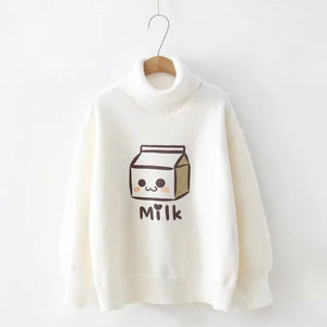 Milk Carton Turtleneck Sweater J10028 White / One Size Sweatshirt
