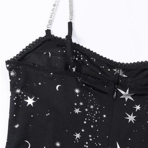 Moon Star Print Chain Strap Dress J40190