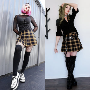 Classical Retro Punk Style Tartan Plaid A-line Skirt mp006273