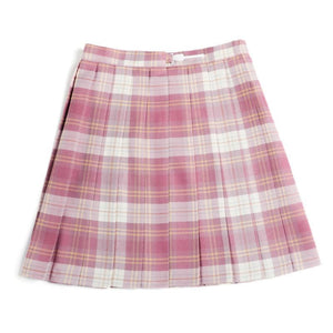 Plaid Jk Uniform A-Line Hight Waist Pleated Skirt Pink / Xs