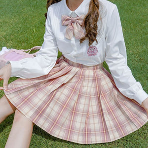 Plaid Jk Uniform Pink A-Line Pleated Skirt Mp005923