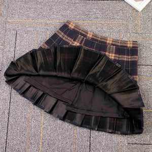 Plaid Uniform A-Line Hight Waist Pleated Skirt