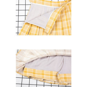 Plaid Uniform A-Line Hight Waist Pleated Skirt C00025