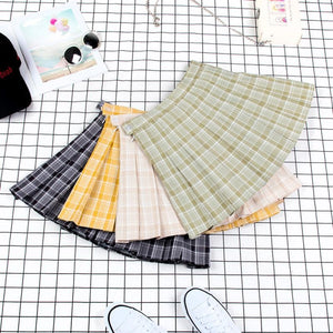 Plaid Uniform A-Line Hight Waist Pleated Skirt C00025