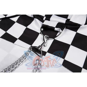 Punk Suspender Check Flag Plaid Cropped Hoodies Mp005930 Top