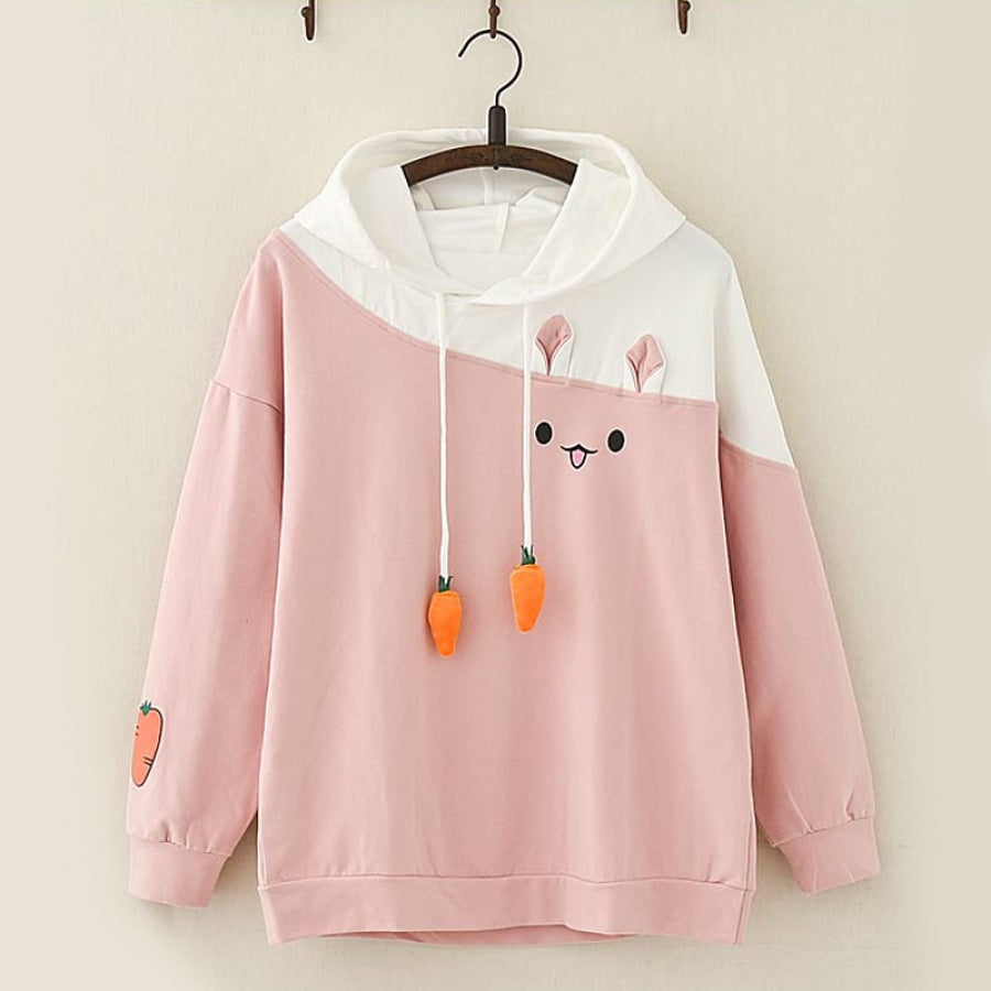 Rabbit Carrot Drawstrings Cotton Hoodie Mp006001 Pink / Normal M Hoodie